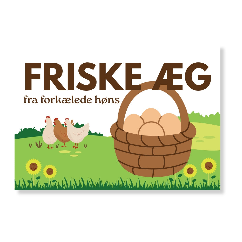 Friske æg fra forkælede høns - skilt fra Rosenbud