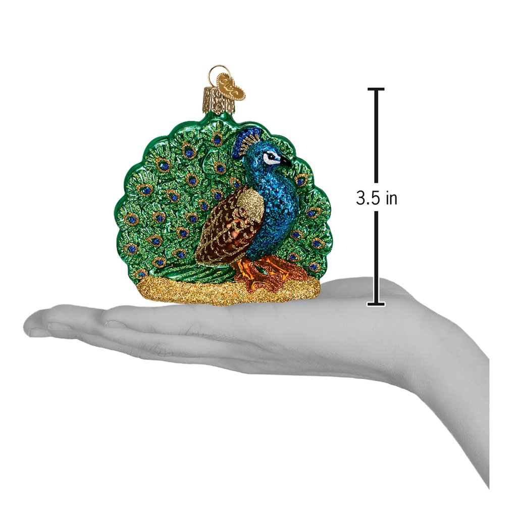 Paafugl i glas, maaler 8,9 cm