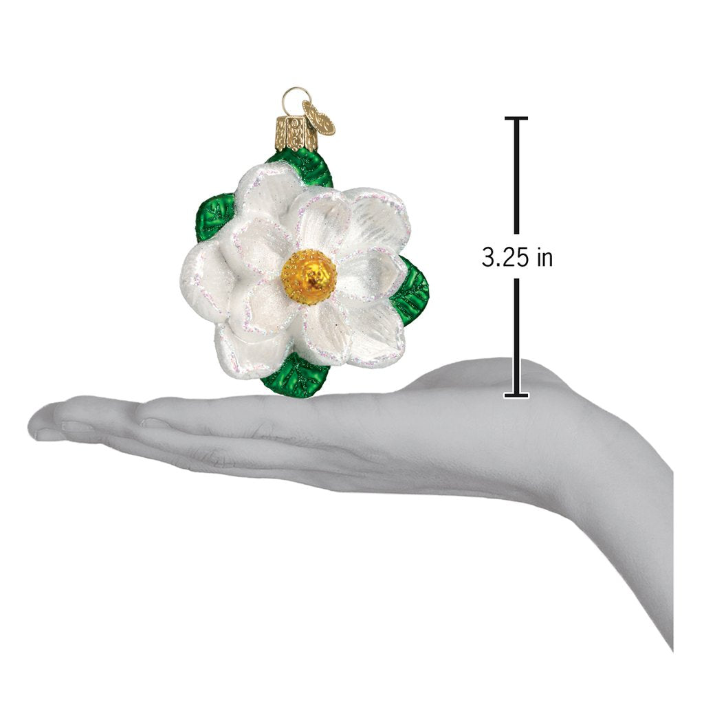 Magnolieblomst i glas, måler 8,25 cm i højden